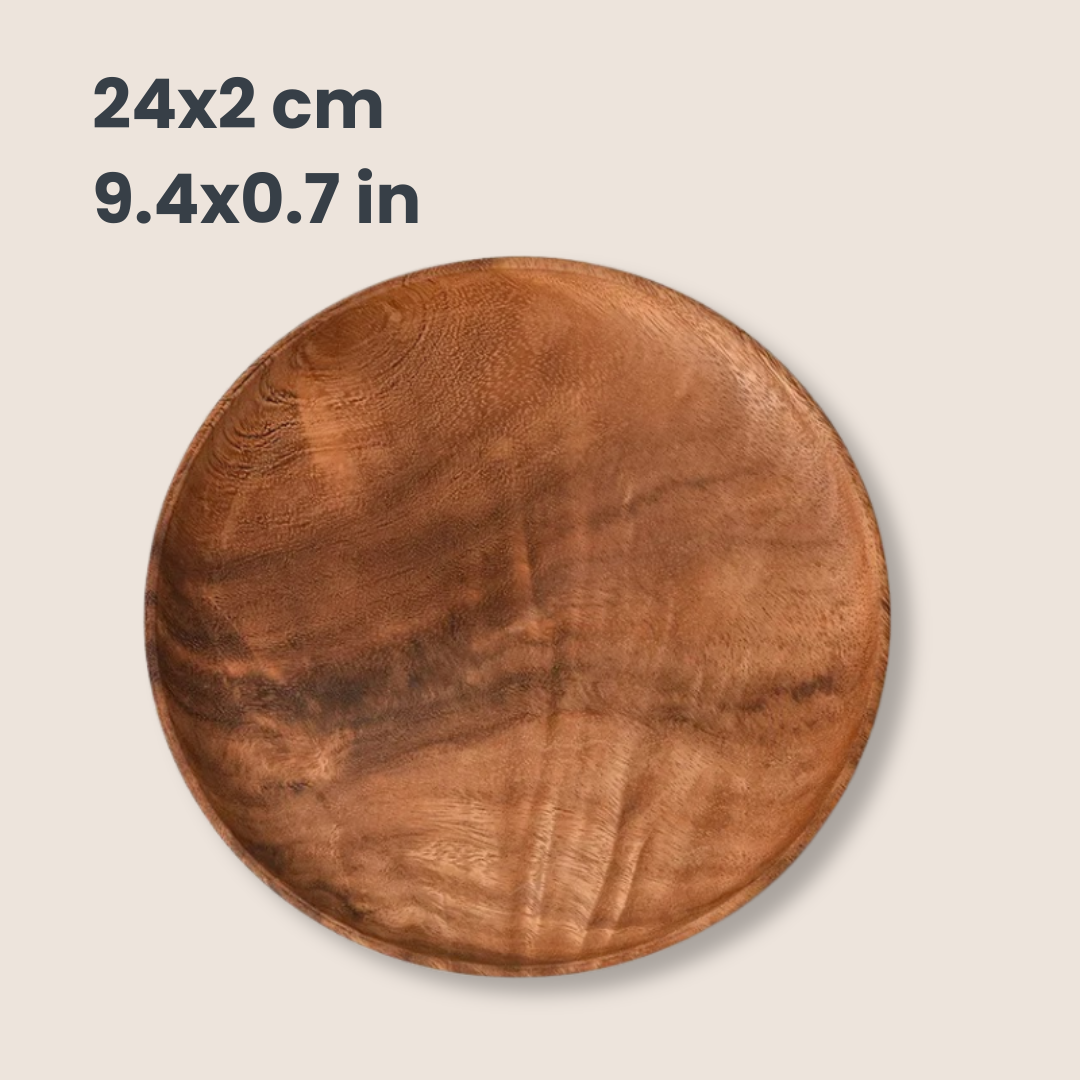 Japanese Acacia Wood Round Tray