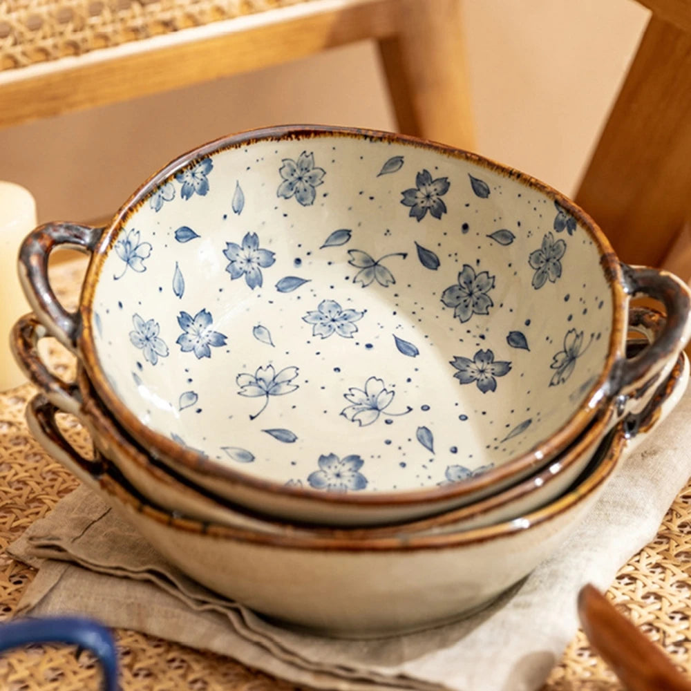 Retro Ceramic Bowl with Handle