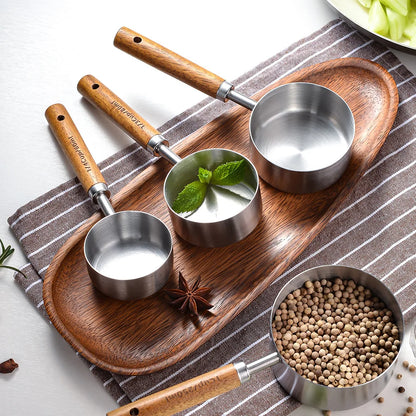 Stainless Steel Measuring Set with Wooden Handle