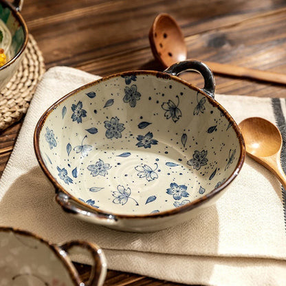 Retro Ceramic Bowl with Handle