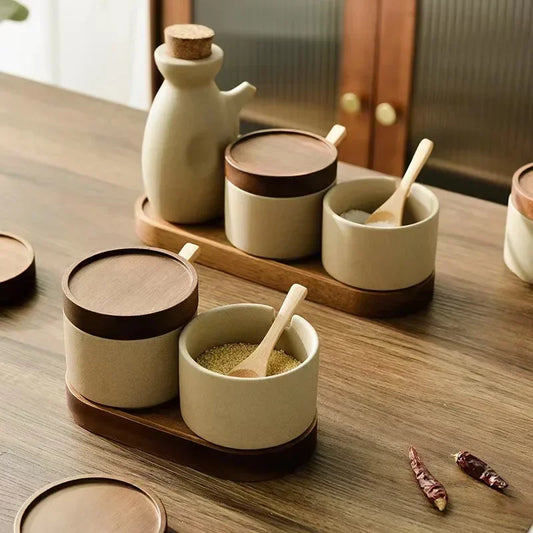 Ceramic Storage Jar with Oil Pot Set