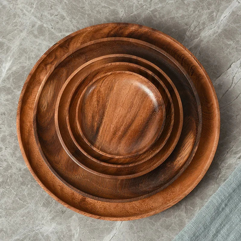 Japanese Acacia Wood Round Tray