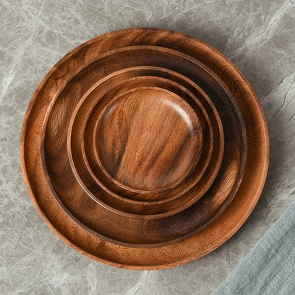 Japanese Acacia Wood Round Tray