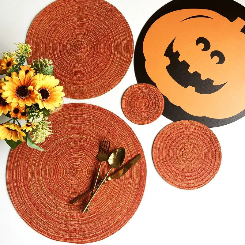 Set of 6 Polyester Cotton Round Placemat