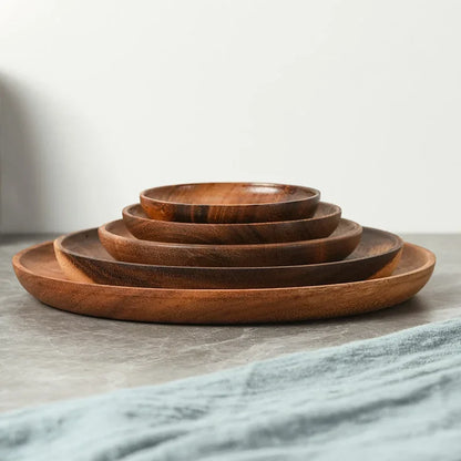 Japanese Acacia Wood Round Tray