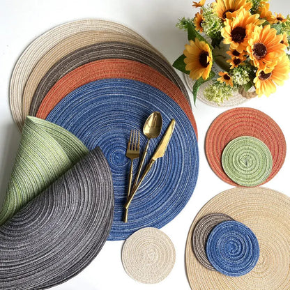 Set of 6 Polyester Cotton Round Placemat