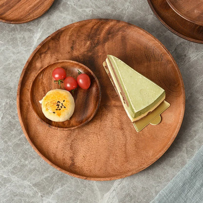 Japanese Acacia Wood Round Tray