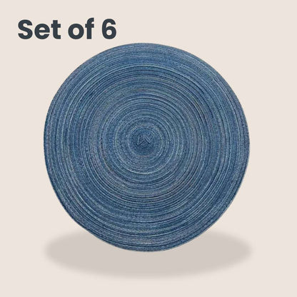 Set of 6 Polyester Cotton Round Placemat