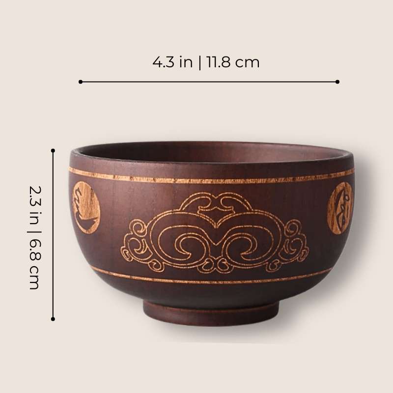 Natural Jujube Wooden Bowl Patterned Style - My Store