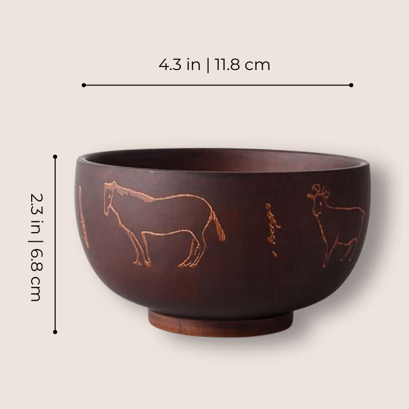 Natural Jujube Wooden Bowl Patterned Style - My Store