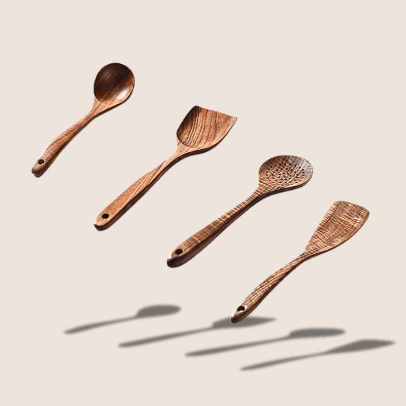 Natural Teak Utensils Set of 4