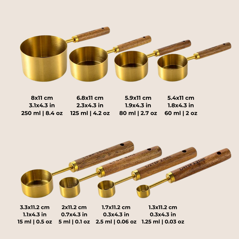 Stainless Steel Measuring Set with Wooden Handle