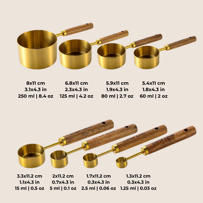 Stainless Steel Measuring Set with Wooden Handle